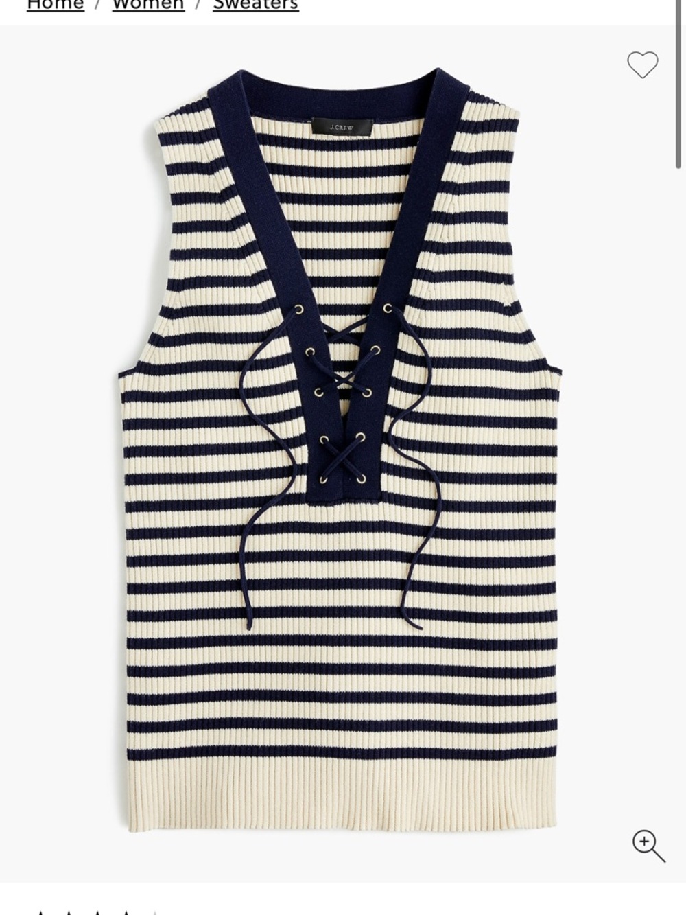 J. Crew Ribbed Lace-Up Sweater Tank in stripes